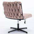 Armless Office Desk Chair No Wheels, Pink Pink Foam Polyester Blend
