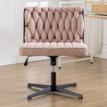 Armless Office Desk Chair No Wheels, Pink Pink Foam Polyester Blend