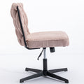 Armless Office Desk Chair No Wheels, Pink Pink Foam Polyester Blend