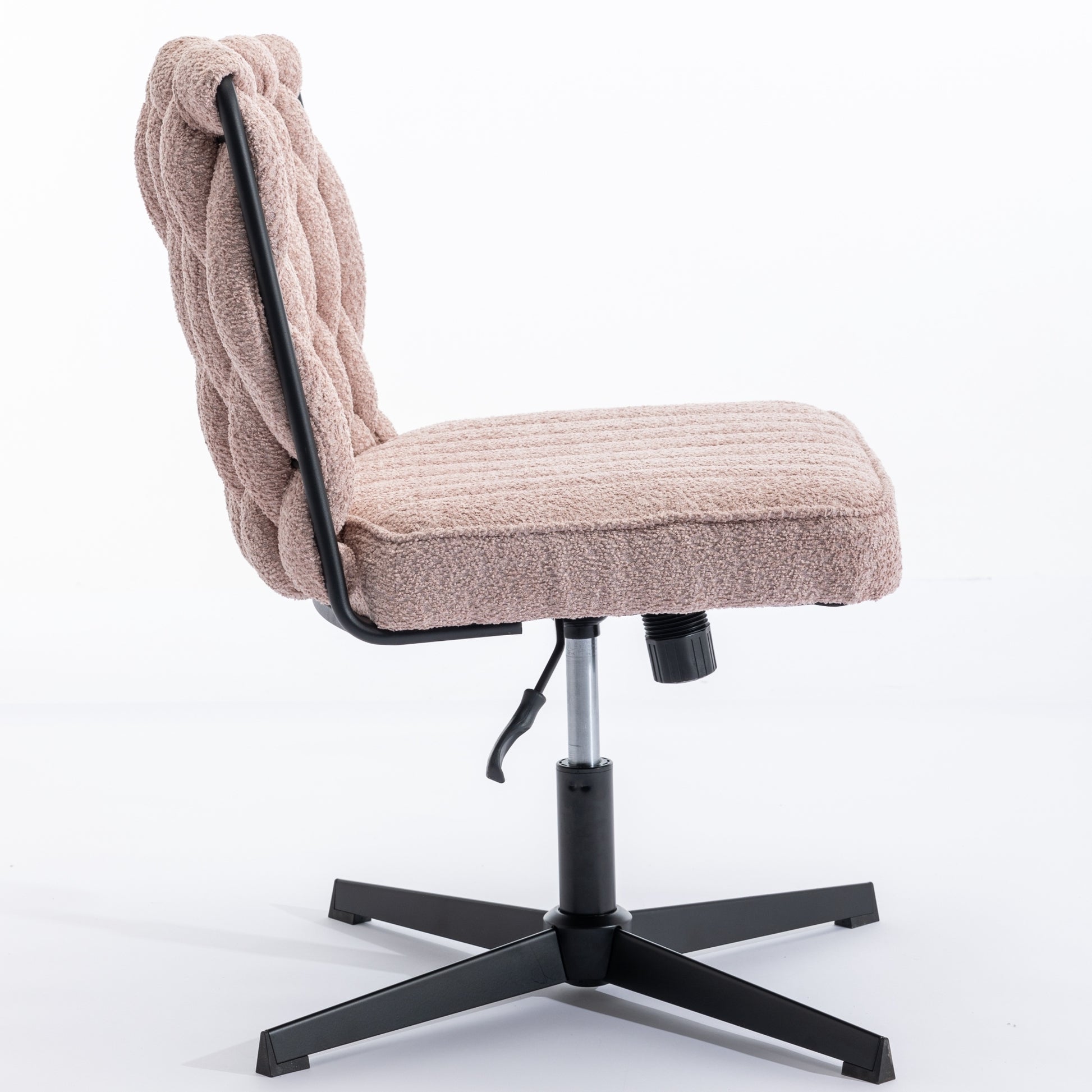 Armless Office Desk Chair No Wheels, Pink Pink Foam Polyester Blend