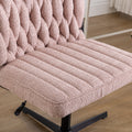 Armless Office Desk Chair No Wheels, Pink Pink Foam Polyester Blend