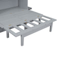 Full Size Murphy Bed With Usb Port And Removable Shelves On Each Side,Gray Gray Solid Wood Mdf