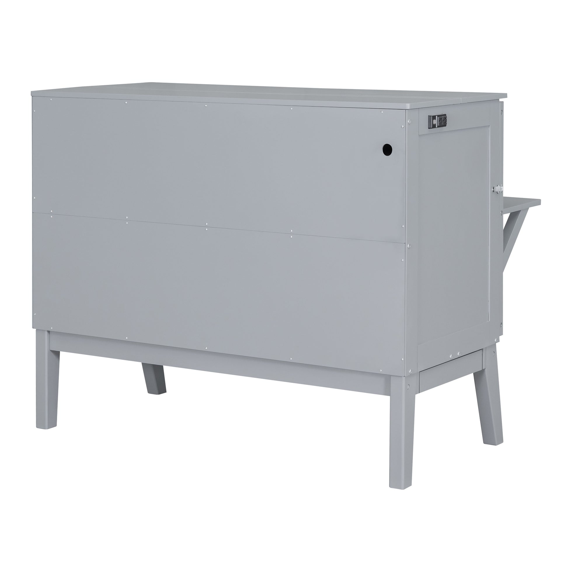 Full Size Murphy Bed With Usb Port And Removable Shelves On Each Side,Gray Gray Solid Wood Mdf