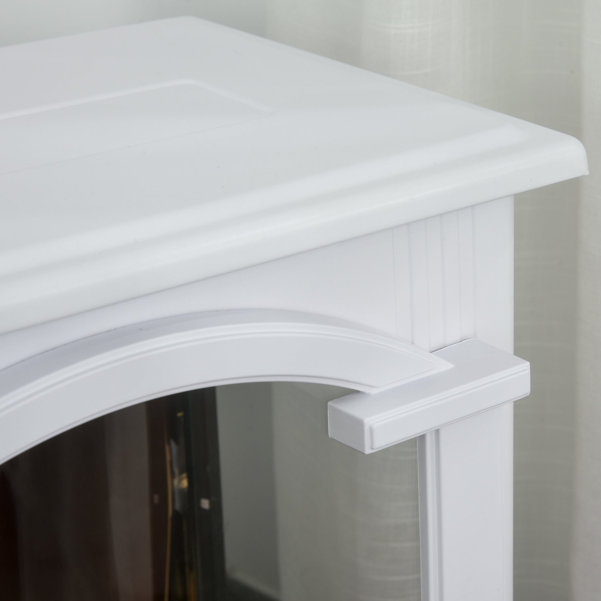 23" Electric Fireplace Heater, Fire Place Stove With Realistic Led Flames And Logs And Overheating Protection, 750W 1500W, White White Metal