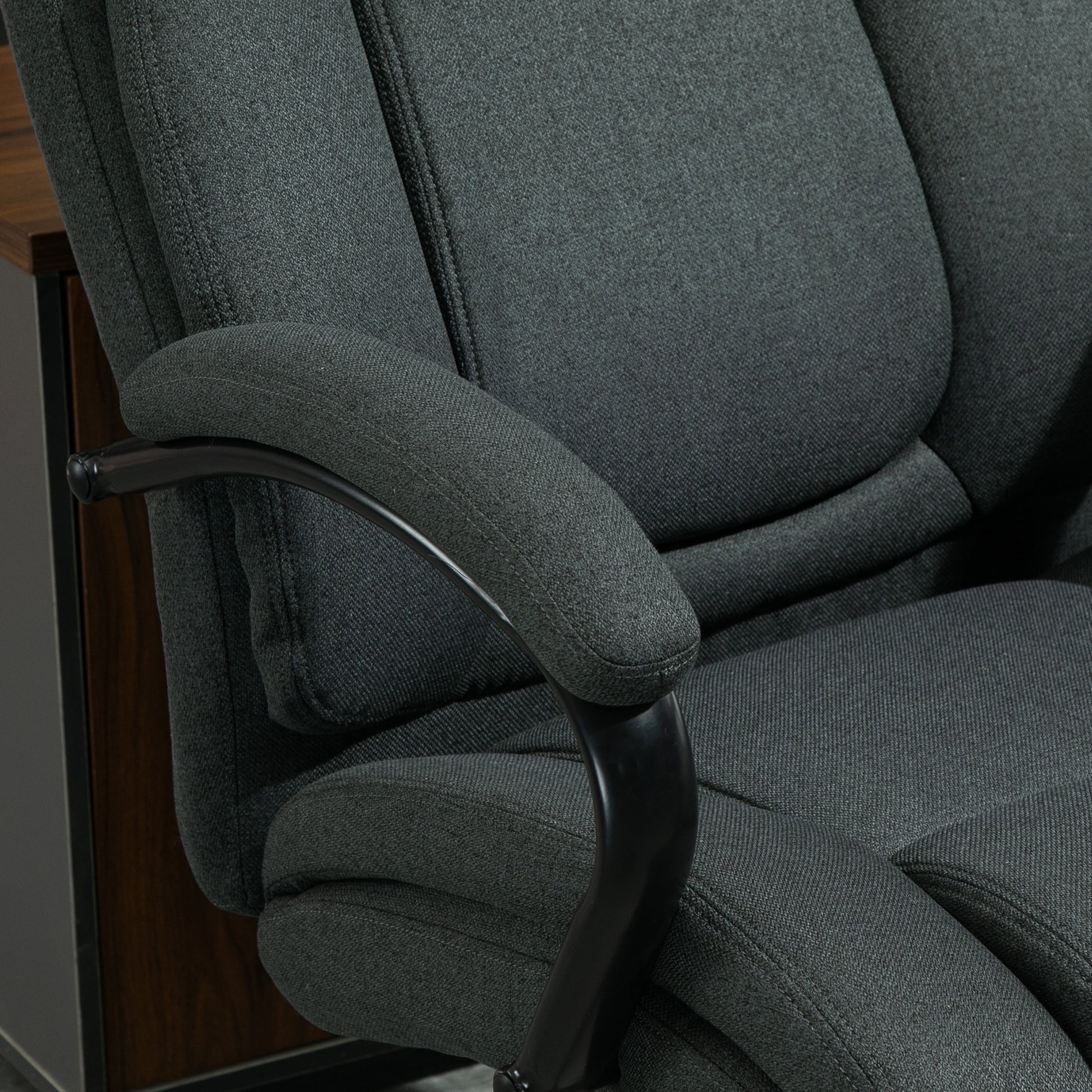 High Back Big And Tall Executive Office Chair 484Lbs With Wide Seat, Computer Desk Chair With Linen Fabric, Adjustable Height, Swivel Wheels, Charcoal Grey Charcoal Grey Polyester