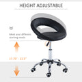 Crescent Rolling Salon Stool With Adjustable Height,Open Back, Foam Cushion Seat, And 5 Caster Wheels, Black Black Faux Leather