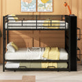 Metal Bunk Bed With Big Bookshelf, Twin, Black Black Metal