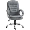High Back Home Office Chair Executive Computer Chair With Adjustable Height, Upholstered Thick Padding Headrest And Armrest Grey Light Grey Foam