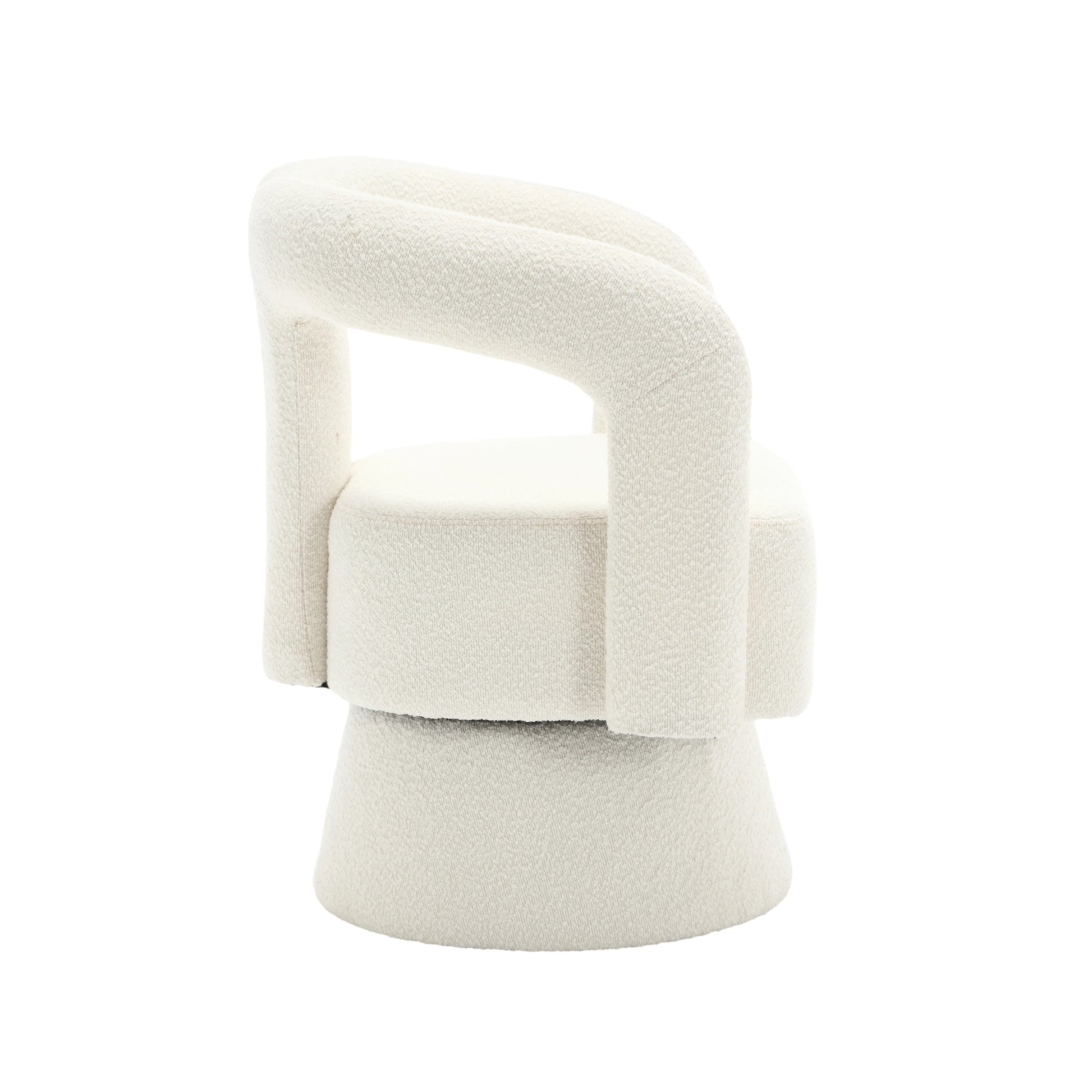 Coolmore 360 Degree Swivel Cuddle Barrel Accent Chairs, Round Armchairs With Wide Upholstered, Fluffy Fabric Chair For Living Room, Bedroom, Office, Waiting Rooms Beige Boucle Beige Foam Boucle