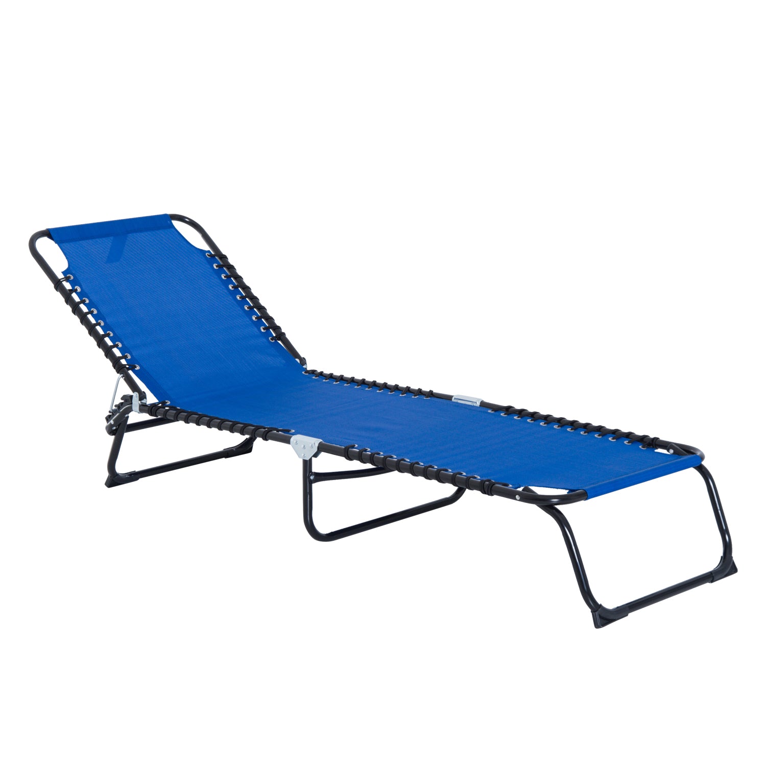 Folding Chaise Lounge Pool Chair, Patio Sun Tanning Chair, Outdoor Lounge Chair With 4 Position Reclining Back,Mesh Seat For Beach, Yard, Patio, Dark Blue Blue Steel