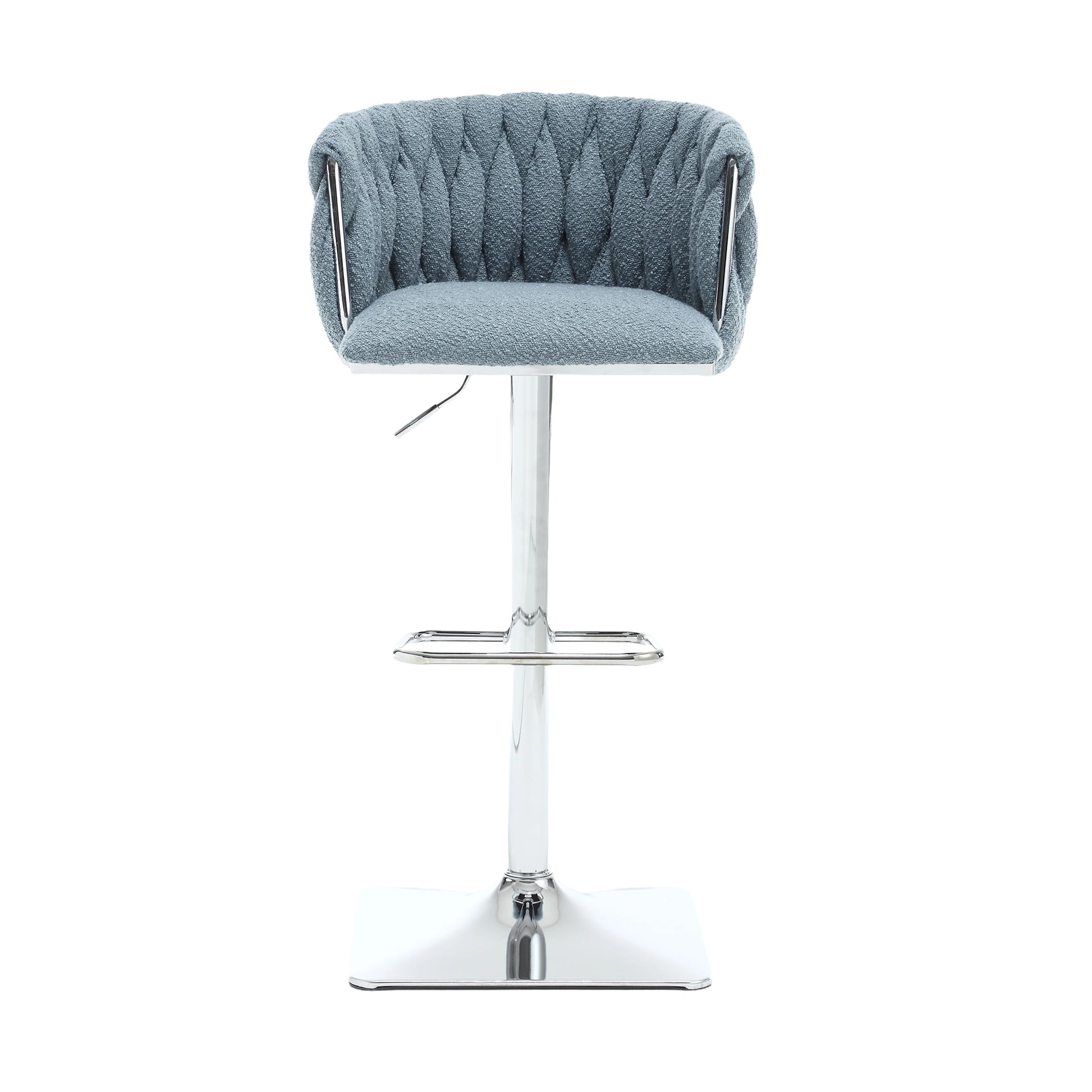 Coolmore Vintage Bar Stools With Back And Footrest Counter Height Dining Chairs 2Pc Set Light Blue Boucle