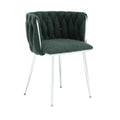 Coolmore Leisure Dining Chairs Accent Chair Velvet Accent Lounge Chair With Metal Feet 2Pc Set Emerald Boucle