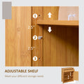 Bathroom Storage Cabinet, Bamboo Floor Cabinet With Drawers, Double Doors And Adjustable Shelves, Natural Natural Wood Bamboo