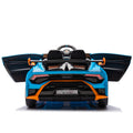 Lamborghini Huracan Sto 24V Kids Electric Ride On Drift Car: Speeds 1.86 5.59 Mph, Ages 3 8, Foam Front Wheels, 360 Spin, Led Lights, Dynamic Music, Early Learning, Usb Port, Drift Feature Blue Polypropylene