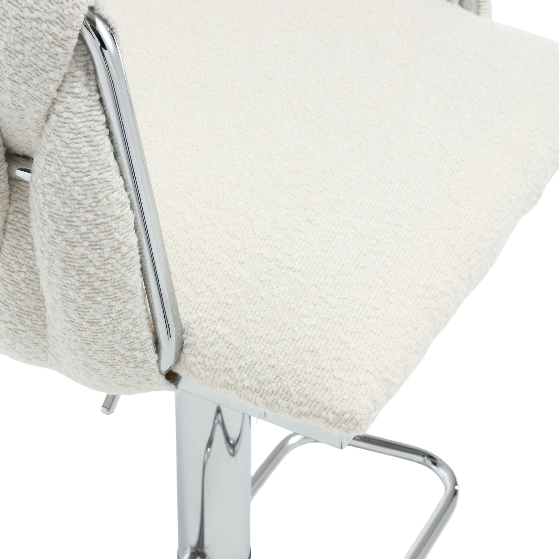 Coolmore Vintage Bar Stools With Back And Footrest Counter Height Dining Chairs 2Pc Set Ivory Boucle