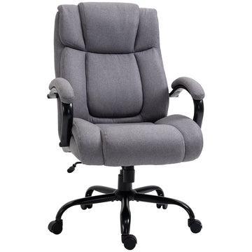 High Back Big And Tall Executive Office Chair 484Lbs With Wide Seat, Computer Desk Chair With Linen Fabric, Adjustable Height, Swivel Wheels, Light Grey Light Grey Polyester