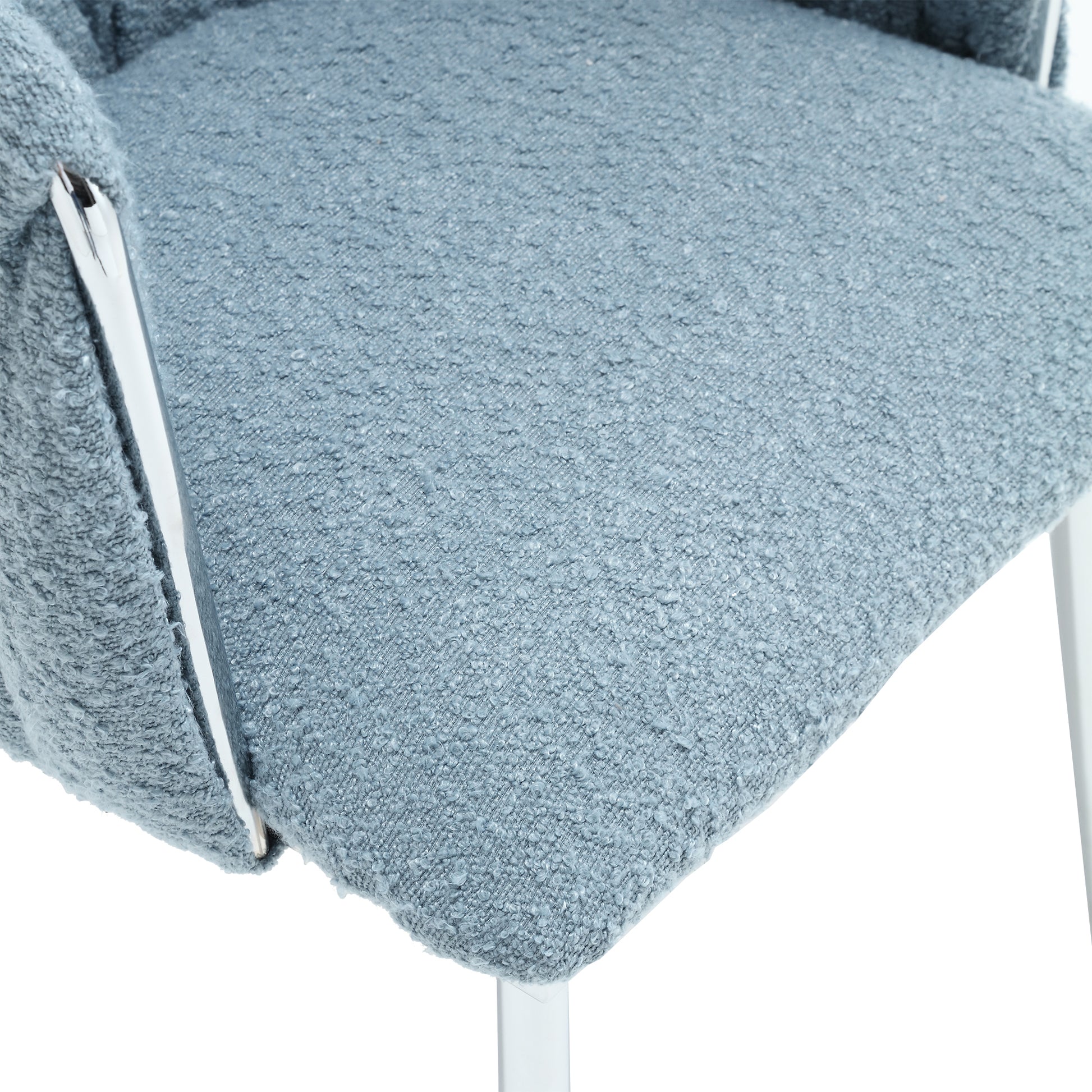 Coolmore Leisure Dining Chairs Accent Chair Velvet Accent Lounge Chair With Metal Feet 2Pc Set Light Blue Boucle