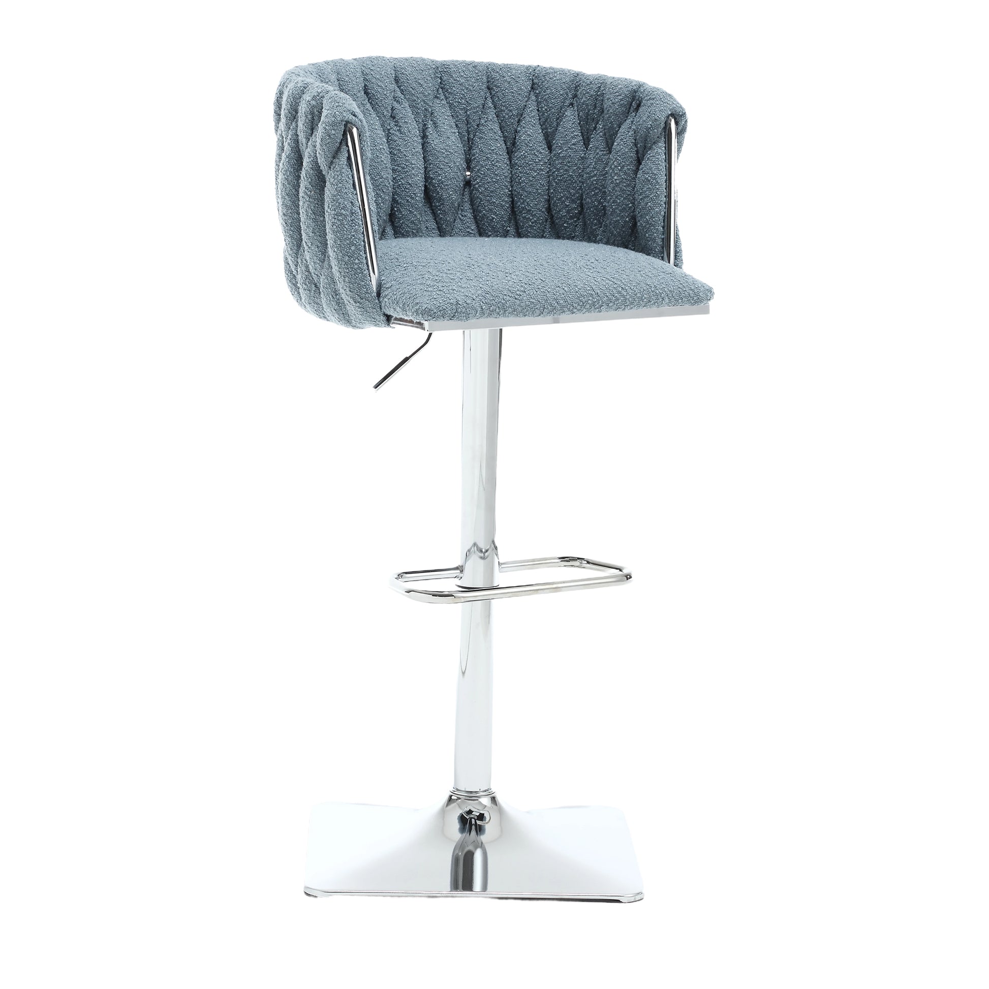 Coolmore Vintage Bar Stools With Back And Footrest Counter Height Dining Chairs 2Pc Set Light Blue Boucle