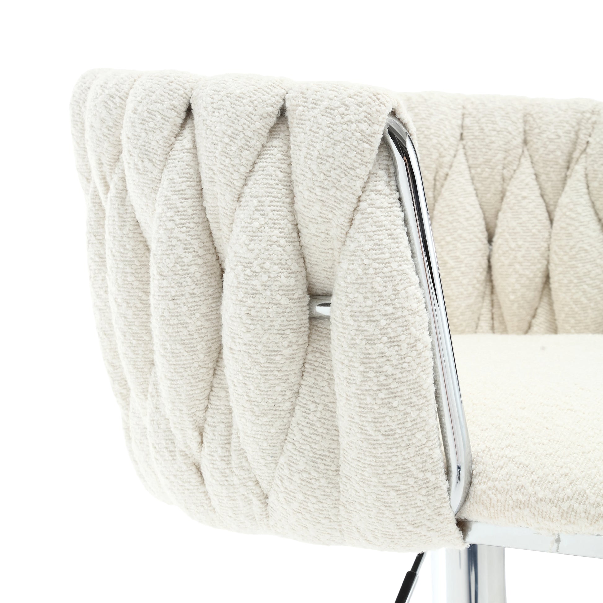 Coolmore Vintage Bar Stools With Back And Footrest Counter Height Dining Chairs 2Pc Set Ivory Boucle