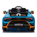 Lamborghini Huracan Sto 24V Kids Electric Ride On Drift Car: Speeds 1.86 5.59 Mph, Ages 3 8, Foam Front Wheels, 360 Spin, Led Lights, Dynamic Music, Early Learning, Usb Port, Drift Feature Blue Polypropylene