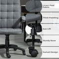 Fabric Office Chair, Computer Desk Chair, Swivel Task Chair With Arms, Adjustable Height, Swivel Wheels, Mid Back, Charcoal Gray Charcoal Grey Linen