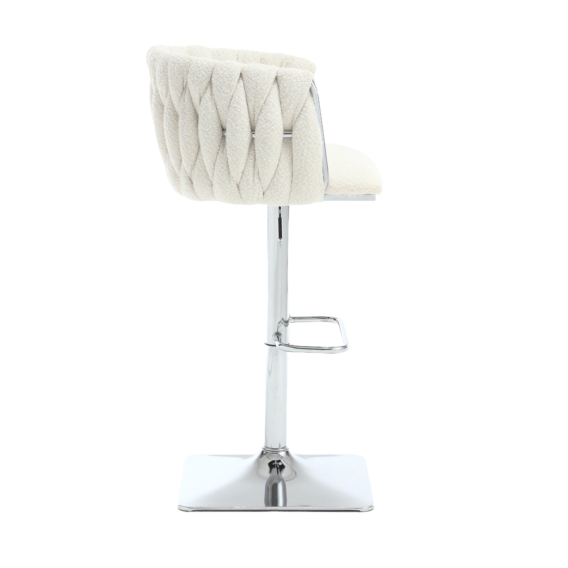 Coolmore Vintage Bar Stools With Back And Footrest Counter Height Dining Chairs 2Pc Set Ivory Boucle