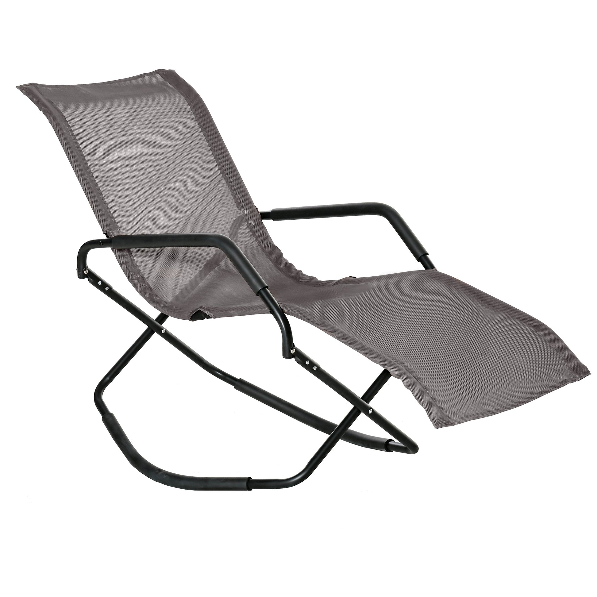 Rocking Sun Lounger, Chaise Lounge Rocker For Sunbathing, Sun Tanning, Foldable, Portable Outdoor Patio Chair, Brown Brown Steel