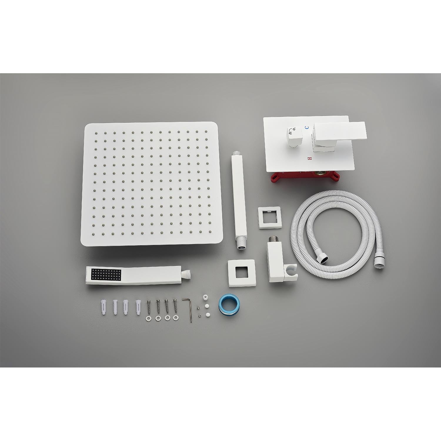 16" Shower Head System Ceiling Mounted Shower One White Wall Mounted Bathroom Brass