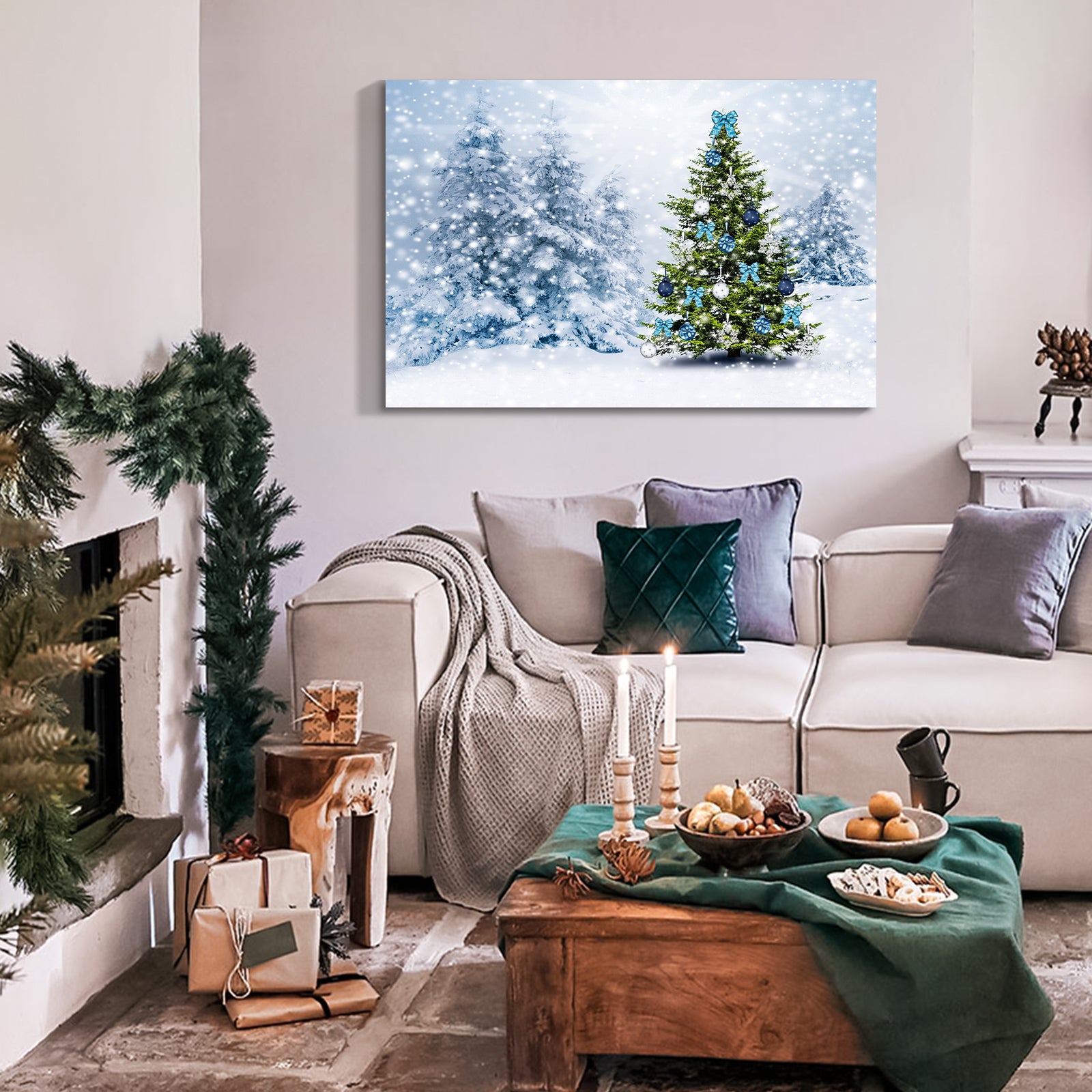 Framed Canvas Wall Art Decor Painting For Chrismas, Chrismas Tree With Cute Snowman Chrismas Gift Painting For Chrismas Gift, Decoration For Chrismas Eve Office Living Room, 2418In Thickness 1.5Inch Rectangle Framed Multicolor Christmas Oversized 41In