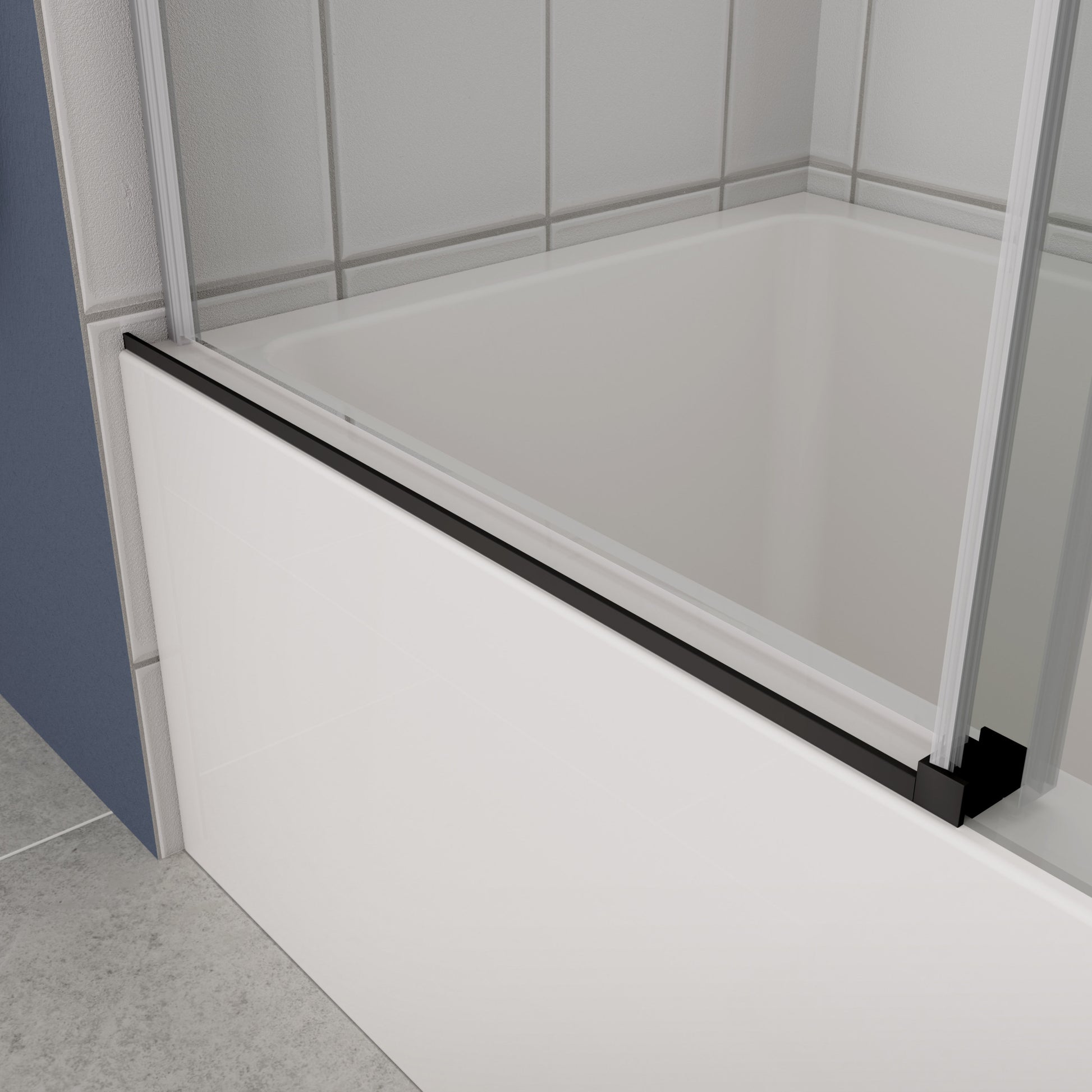 Bathtub Shower Door, Sliding Door, With 5 16" Tempered Glass And Matted Black Finish 6058 Matte Black Aluminium Alloy