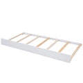 Queen Size Wood Storage Platform Bed With Led, 2 Drawers And 1 Twin Size Trundle, White Box Spring Not Required Queen White Wood Bedroom Bed Frame Solid Wood Mdf