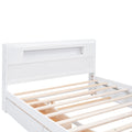 Queen Size Wood Storage Platform Bed With Led, 2 Drawers And 1 Twin Size Trundle, White Box Spring Not Required Queen White Wood Bedroom Bed Frame Solid Wood Mdf