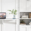 Queen Size Murphy Bed With 2 Side Cabinet Storage Shelves, 68 Inch Cabinet Bed Folding Wall Bed With Desk Combo Perfect For Guest Room, Study, Office,White Old Sku:Bs400491Aac Box Spring Not Required Queen White Wood White Pine Murphy Solid Wood Mdf