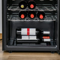 18 Bottle Wine Cooler, Mini Beverage Fridge, Freestanding Wine Cellar With Digital Temperature Control, 3 Removable Shelves, Glass Door, Alarm Function And Led Lighting, Black Black Metal