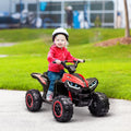 12V Kids Atv Quad Car With Forward & Backward Function, Four Wheeler For Kids With Wear Resistant Wheels, Music, Electric Ride On Atv For Toddlers Ages 3 Years Old, Red Red Steel