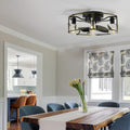 Flush Mount Ceiling Fans With Lights And Remote Control Green Caged Low Profile Ceiling Fan Modern Metal Ceiling Fanfor Farmhouse Dining Room Bedroom Kitchen Living Room Green Modern Iron