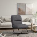 Armless Accent Chair, Upholstered Slipper Chair For Living Room With Crossed Steel Legs, Dark Gray Dark Gray Polyester