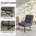 Armless Accent Chair, Upholstered Slipper Chair For Living Room With Crossed Steel Legs, Dark Gray Dark Gray Polyester