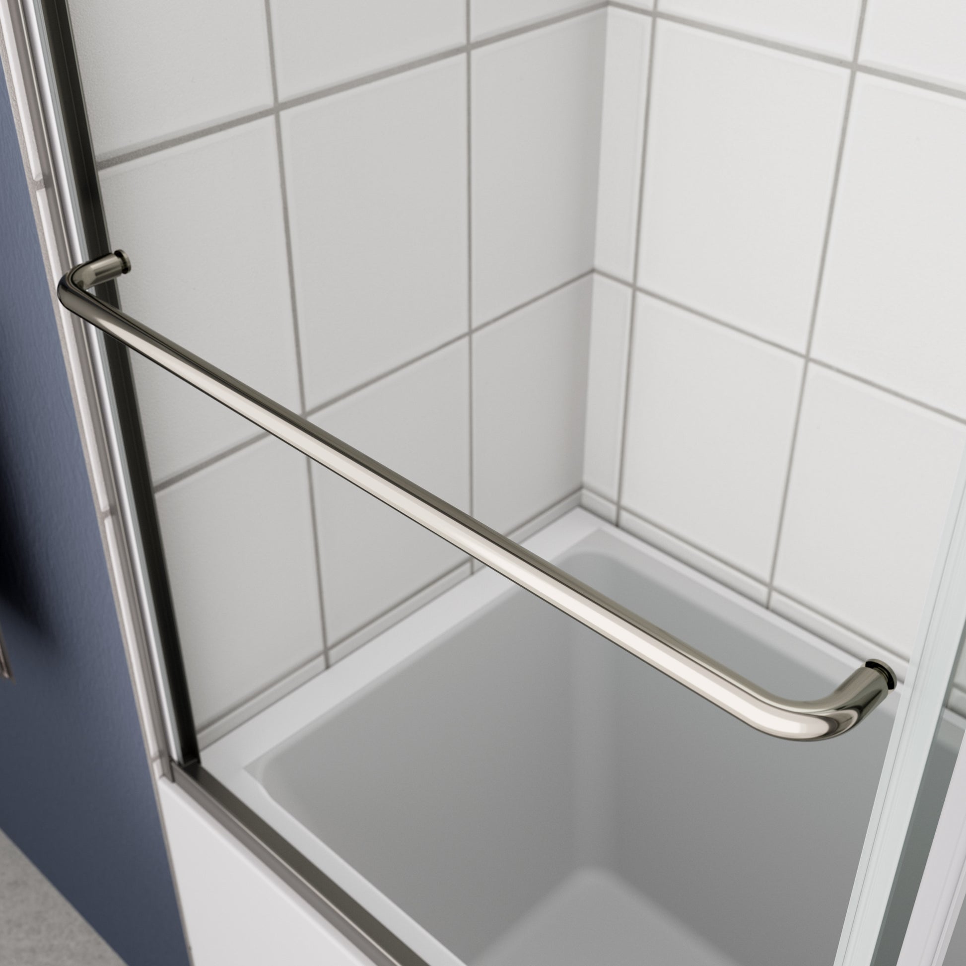 Bathtub Bypass Shower Door, Sliding Door, With 1 4" Tempered Glass And Chrome Finish 6058 Chrome Bathroom Aluminium Alloy