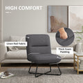 Armless Accent Chair, Upholstered Slipper Chair For Living Room With Crossed Steel Legs, Dark Gray Dark Gray Polyester