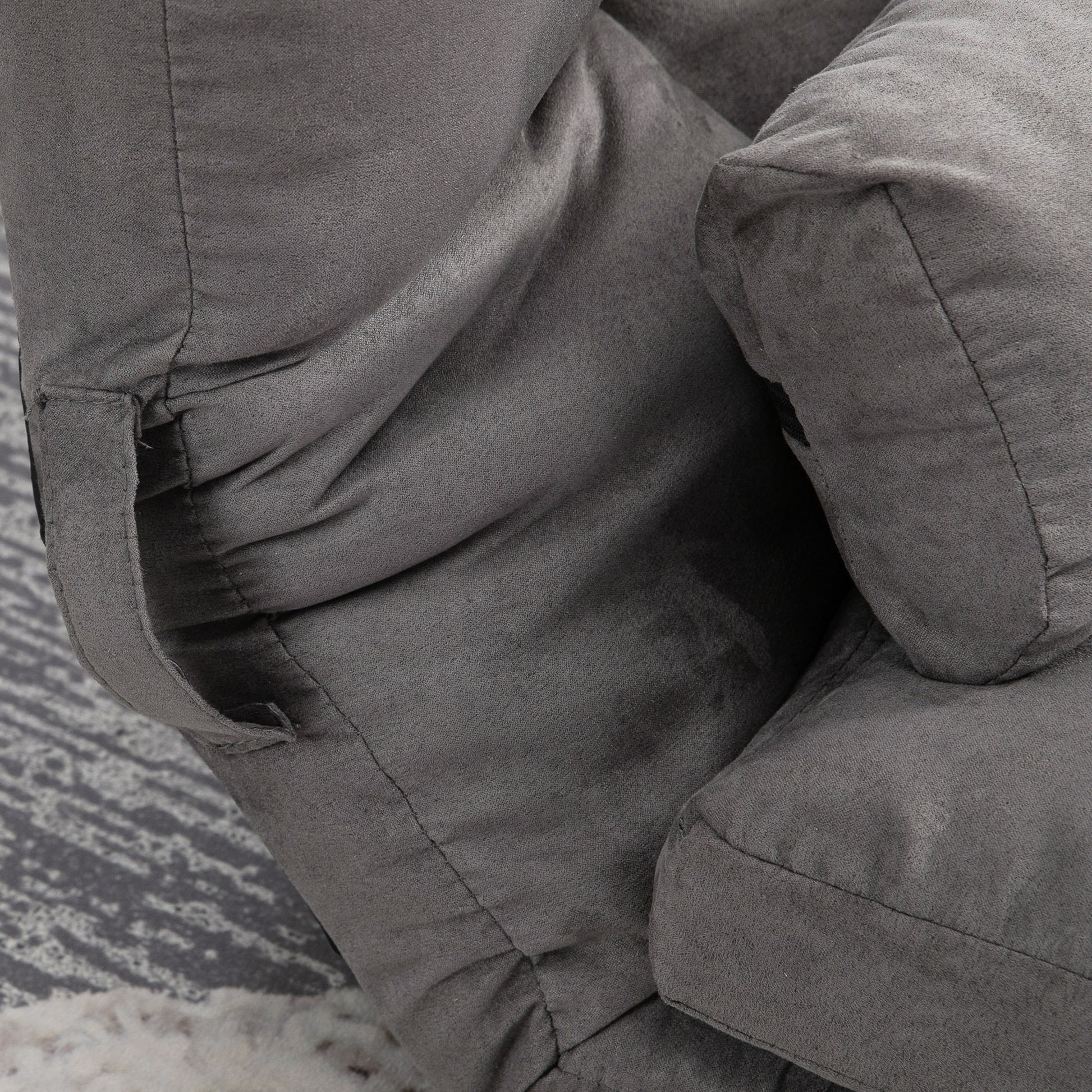 Convertible Floor Sofa Chair, Folding Couch Bed, Guest Chaise Lounge With 2 Pillows, Adjustable Backrest And Headrest, Dark Gray Dark Gray Polyester