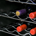 18 Bottle Wine Cooler, Mini Beverage Fridge, Freestanding Wine Cellar With Digital Temperature Control, 3 Removable Shelves, Glass Door, Alarm Function And Led Lighting, Black Black Metal