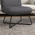 Armless Accent Chair, Upholstered Slipper Chair For Living Room With Crossed Steel Legs, Dark Gray Dark Gray Polyester