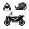 12V Kids Atv Quad Car With Forward & Backward Function, Four Wheeler For Kids With Wear Resistant Wheels, Music, Electric Ride On Atv For Toddlers Ages 3 Years Old, White White Steel