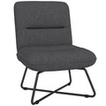 Armless Accent Chair, Upholstered Slipper Chair For Living Room With Crossed Steel Legs, Dark Gray Dark Gray Polyester