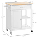 Kitchen Island Cart, Rolling Kitchen Island With Storage, Solid Wood Top, Drawer, For Dining Room, White White Mdf