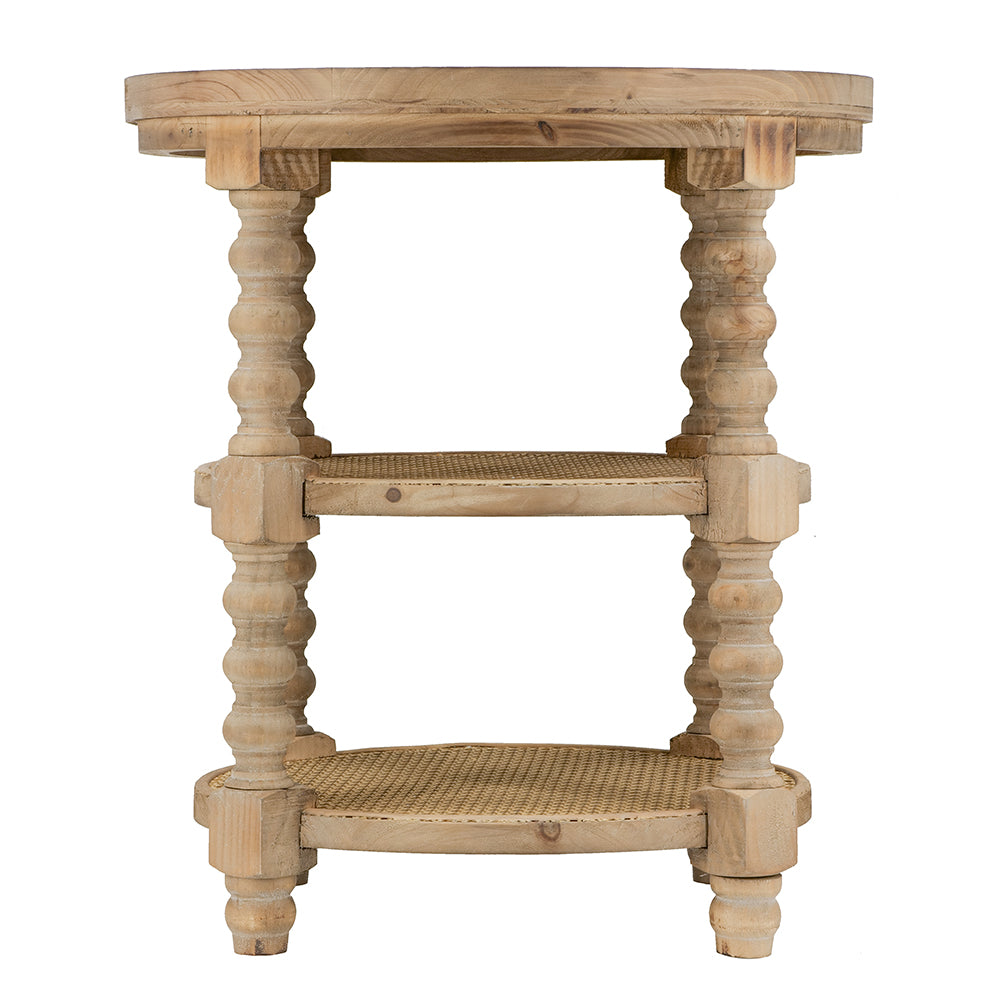D23.5 X 25" Round 3 Tiered Side Tabel, Natural End Tabel For Lving Room Bedroom Entryway, Brown Brown Wood