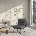 Armless Accent Chair, Upholstered Slipper Chair For Living Room With Crossed Steel Legs, Dark Gray Dark Gray Polyester
