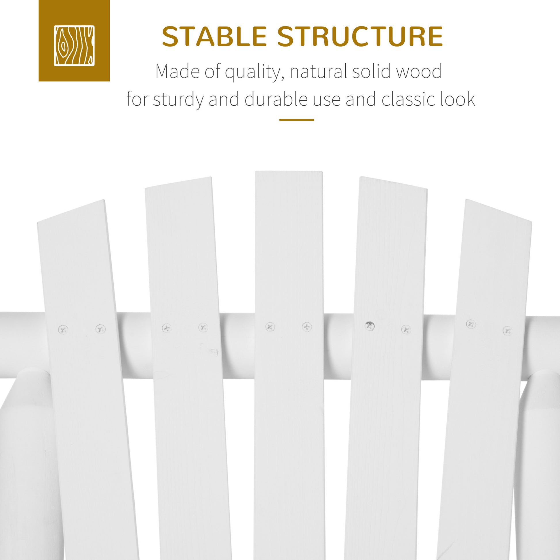 Outdoor Wooden Rocking Chair, Rustic Adirondack Rocker With Slatted Seat, High Backrest, Armrests For Patio, Garden, And Porch, Large, White White Wood