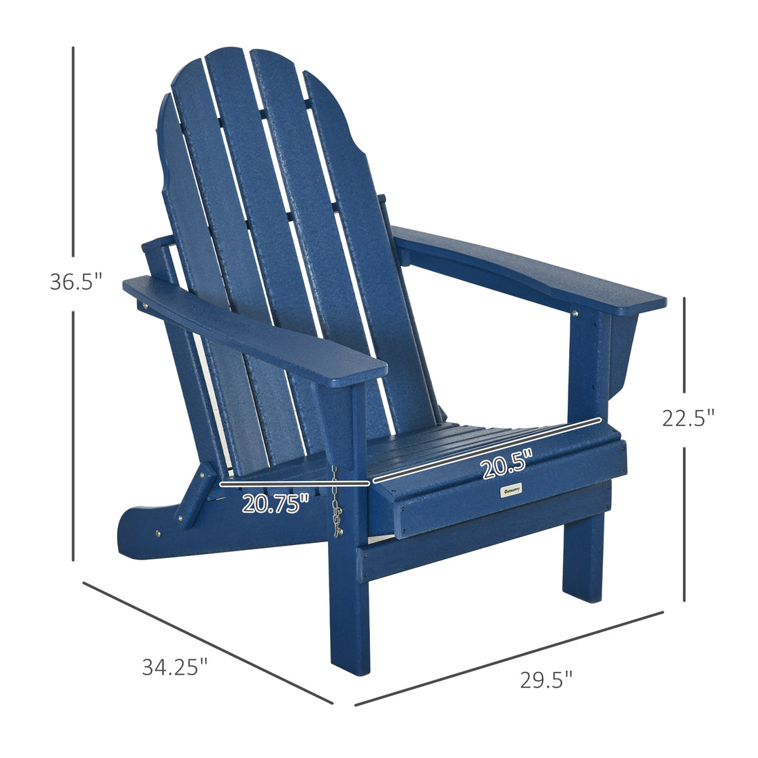 Folding Adirondack Chair, Faux Wood Patio & Fire Pit Chair, Weather Resistant Hdpe For Deck, Outside Garden, Porch, Backyard, Blue Blue Hdpe